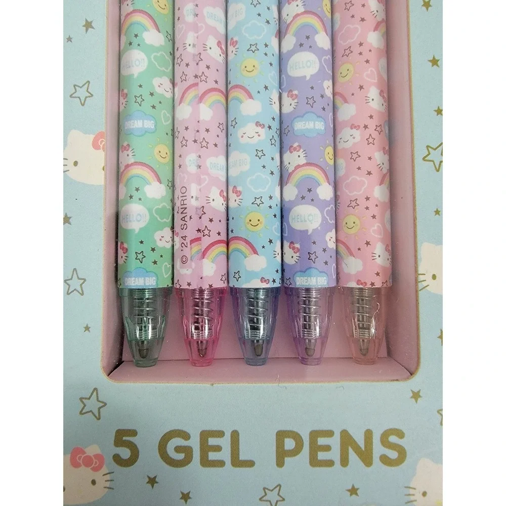 Sanrio Hello Kitty Lot of 5 Pack Gel Pens Rainbow Dreams & Sketch Set NEW‎